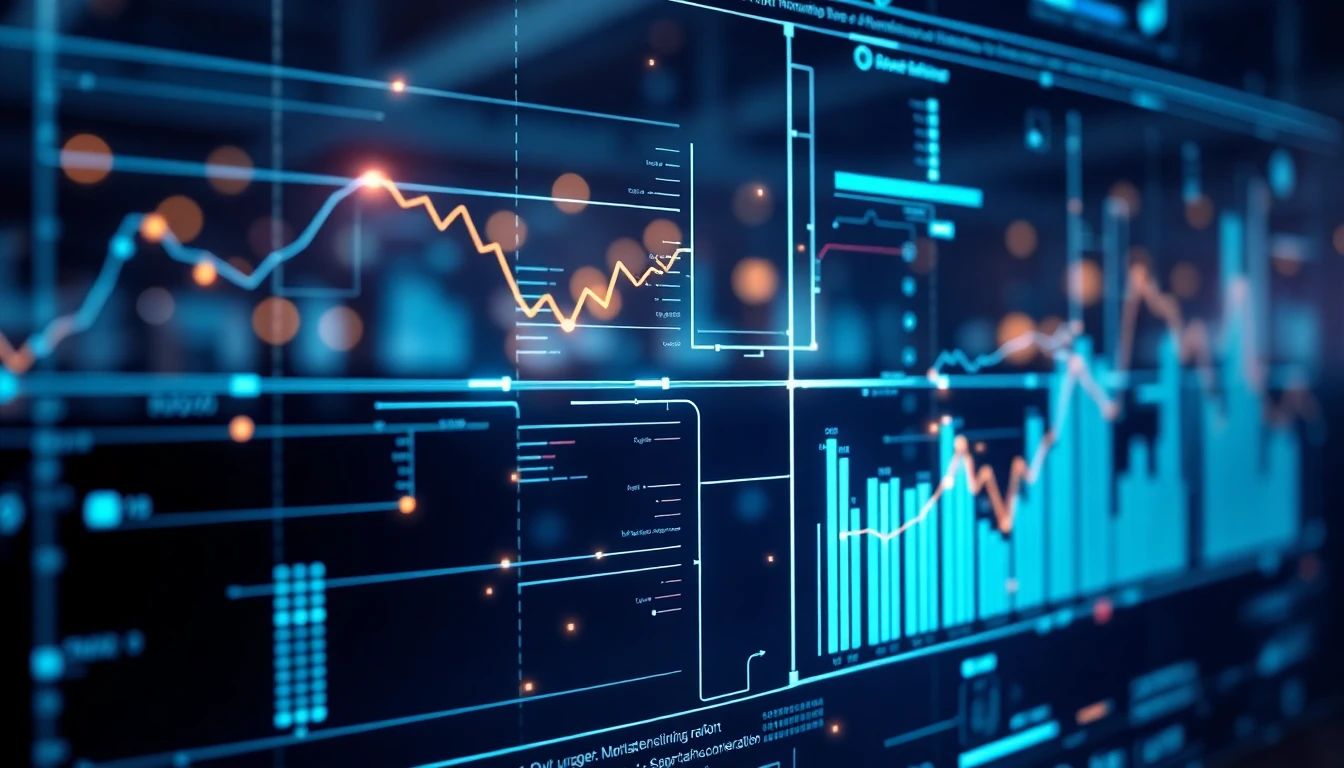 Futuristische Fintech Benutzeroberfläche mit leuchtenden Graphen